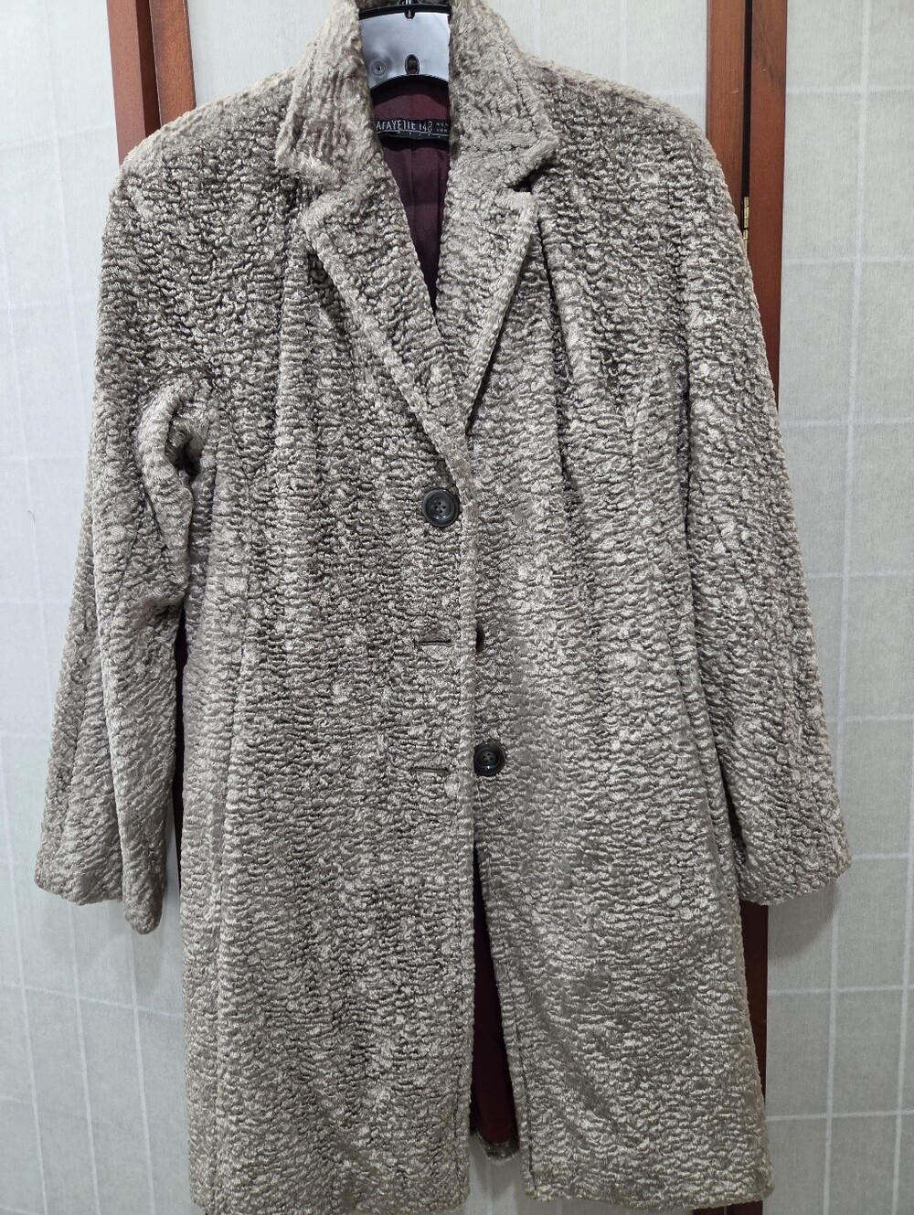 Lafayette 148 NY Petite Faux Fur Coat Vintage Glam Quiet Luxury Plush Trench S